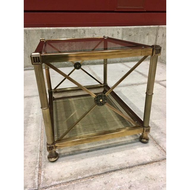 Mid-Century Modern Aged Brass End Table From Mastercraft For Sale - Image 3 of 13