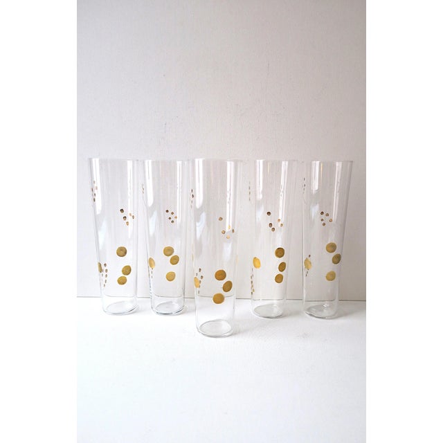 Gold Highball Cocktail Glasses, Midcentury Modern Style, Set of 5 For Sale - Image 4 of 9