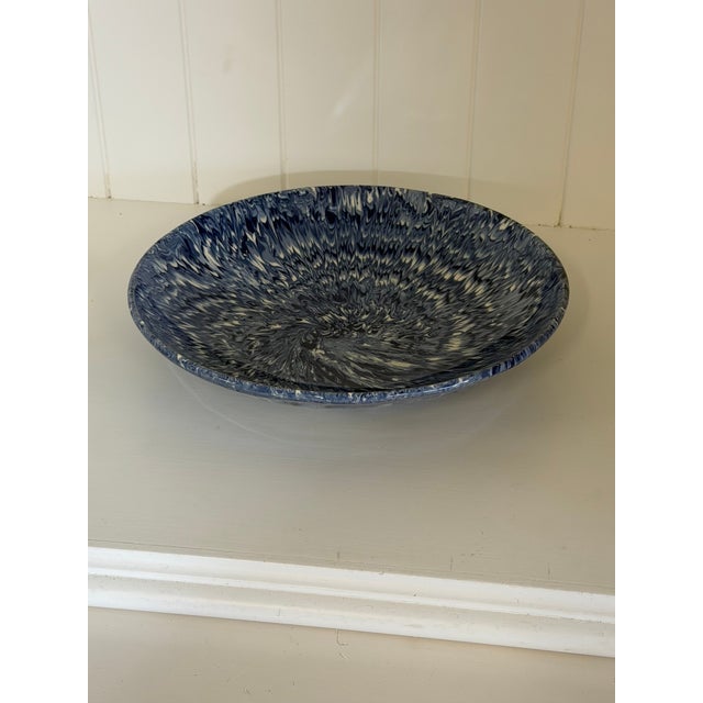 Signed Christine Jouval Blue Aptware Serving Bowl For Sale - Image 10 of 18