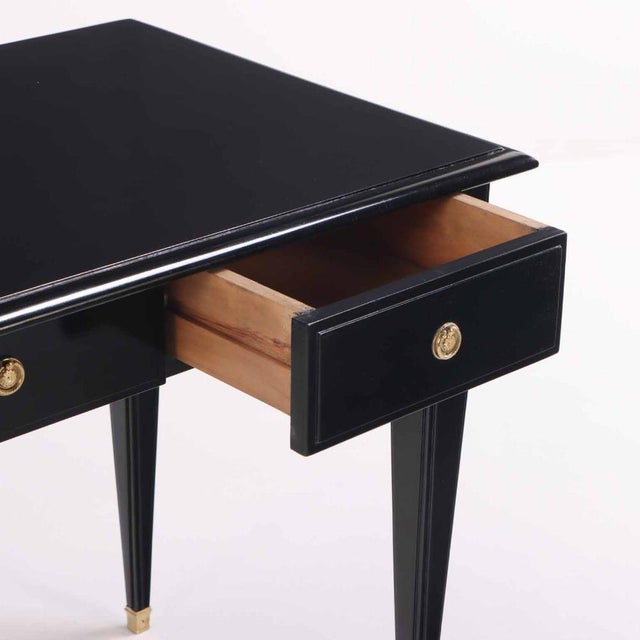 1940s A Directoire Style Ebonized Mahogany Writing Desk / Bureau Plat, C. 1945. For Sale - Image 5 of 7