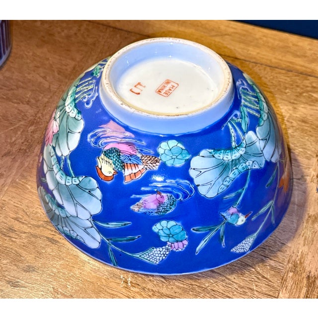 Vintage Chinese Hand Painted Enameled Porcelain Bowls For Sale In New York - Image 6 of 16