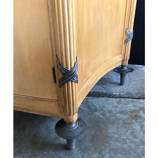 1940s French Sycamore 2-Door Cabinet With Pewter Mounts For Sale - Image 11 of 13
