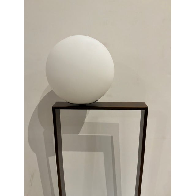 Stylish Wildwood Milano Table Lamp. Rectangular marble base, antique brass sculptural frame, white globe. Original Retail...
