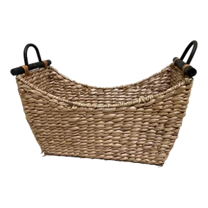 Late 20th Century Large Vintage Basket With Wood Handles