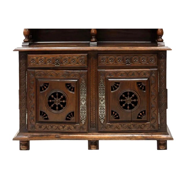 Wood 1800's Antique, Breton Display, Spindle, Carved, Foliate Sideboard!! For Sale - Image 7 of 9