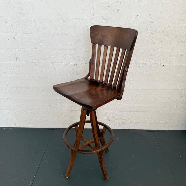 1920s Oak Craftsman Swivel Architect's Drafting Stool For Sale - Image 9 of 12