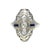 Art Deco Mid 20th Century Art Deco 18k White Gold Filigree Ring With Old Cut Diamonds & Blue Sapphires, Size 5.25 For Sale - Image 3 of 9