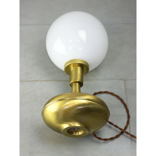 Mid-Century Italian Modern Brass & Opaline Glass Table Lamp For Sale - Image 10 of 12