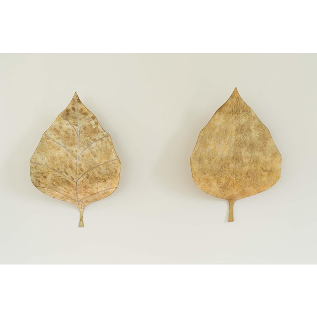 1980s Vintage French Hand-Painted Gold Leaf Tôle Wall Sconces, 1970s, Set of 2 For Sale - Image 5 of 16