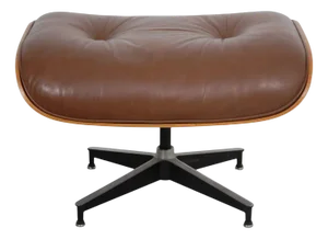 Ottoman in Brown Leather by Charles and Ray Eames, 1980s