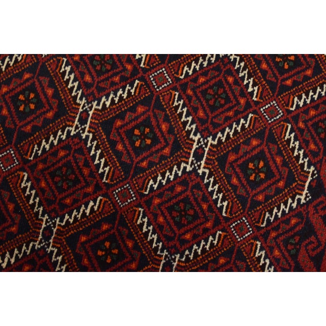 Baloch Rug 3’6” X 6’2” Blue Wool Vintage Tribal Hand-Knotted Oriental Carpet For Sale - Image 4 of 13