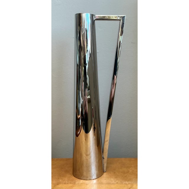 Mid-Century Modern Vintage Modernist Metal Tall Pitcher For Sale - Image 3 of 14