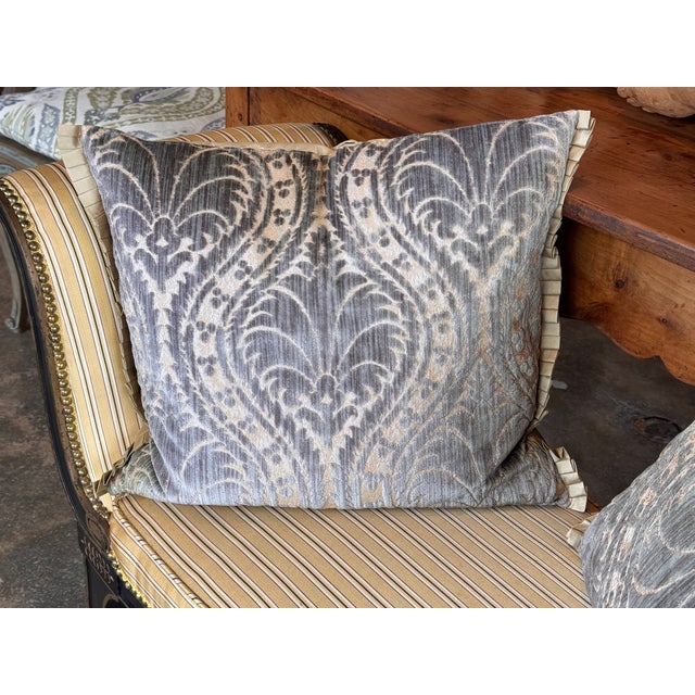 Traditional Pair of Down-Filled Silk Pillows For Sale - Image 3 of 6