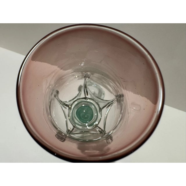 Late 20th Century John Deeble Signed Studio Art Glass Wine Goblet Pink Chalice Hand Blown For Sale In Atlanta - Image 6 of 6