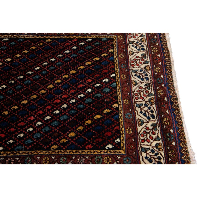 Multicolor Vintage Kurd Handmade Geometric Designed Wool Runner For Sale - Image 9 of 11
