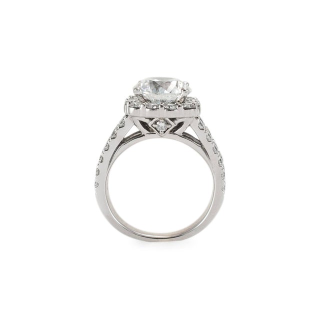 Ladies 14k White Gold Halo Accented Lab Grown Diamond Engagement Ring, Size 5.5 For Sale In Houston - Image 6 of 8