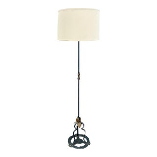 French Patinated and Painted Iron Floor Lamp For Sale