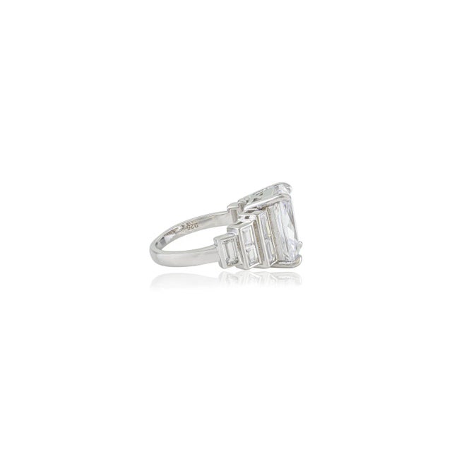 Not Yet Made - Made To Order Art Deco Emerald Cut Cz Cocktail Ring in 925 Sterling Silver - Statement Ring Size 7 For Sale - Image 5 of 12