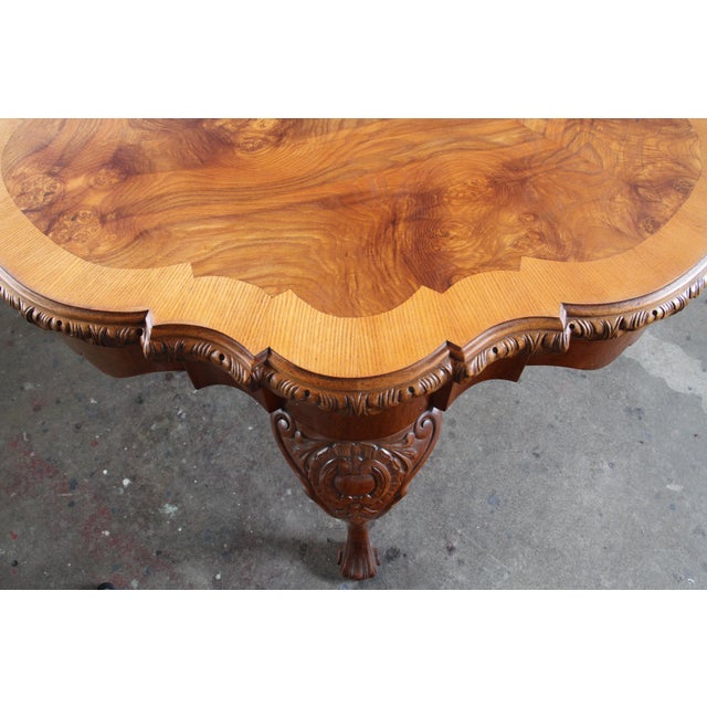 Vintage Figured Burr Walnut Pie Crust Coffee Table, 1920s For Sale - Image 15 of 18