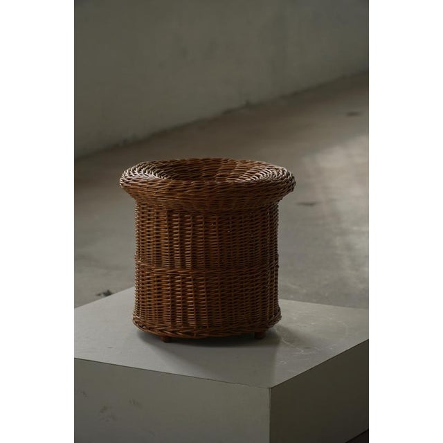 Mid-Century French Bohemian Rattan Side Table or Stool, 1950s For Sale - Image 10 of 17