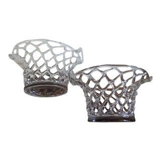 19th Century American Blown Glass Centerpiece Fruit Basket Bowls - A Pair For Sale