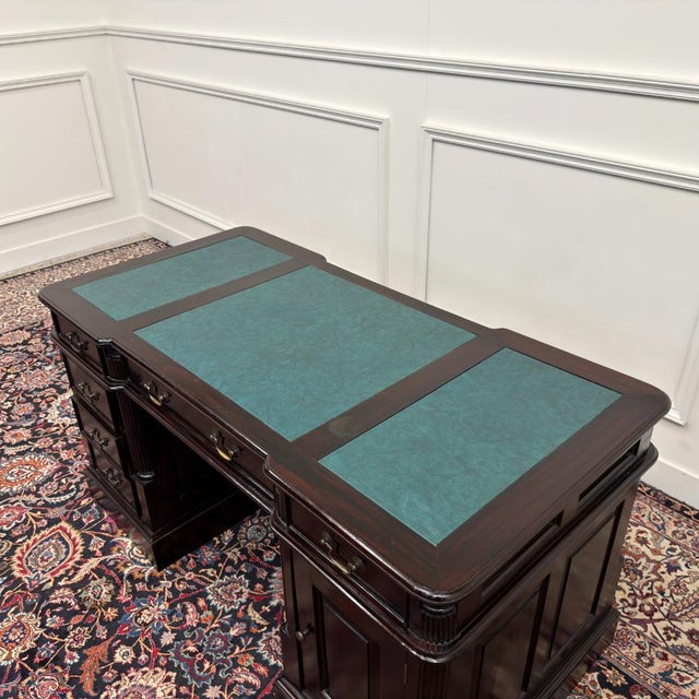 English Desk in Green Leather For Sale - Image 17 of 18
