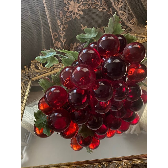 Vintage Mid-Century Modern Cherry Red Lucite Grape Cluster Centerpiece For Sale - Image 9 of 9