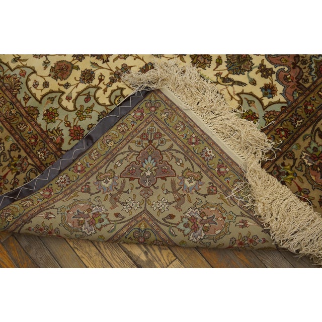 1940s Ivory Medallion Antique Persian Tabriz Rug 8'0"x 10'6 Handknotted Wool Carpet For Sale - Image 4 of 6