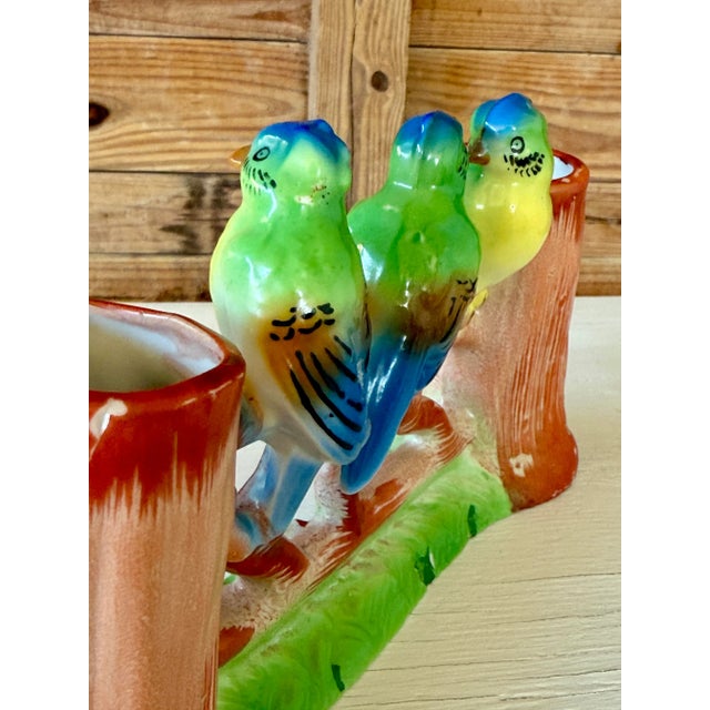 Mid-20th Century Hand-Painted Ceramic Budgie Bird Planter or Vase – Made in Japan For Sale In Naples, FL - Image 6 of 11