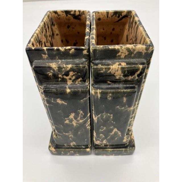 Pair of Art Deco Ceramic Vases – Marble Effect Glaze, 1920s–1930s For Sale In New York - Image 6 of 14
