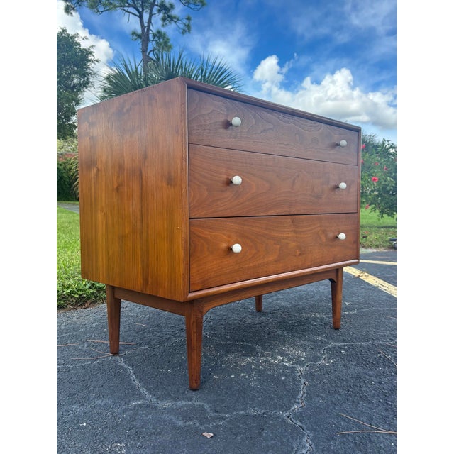 Mid-Century Modern 1960s Kipp Stewart for Drexel Declaration Walnut Chest of Drawers With Vanity For Sale - Image 3 of 12
