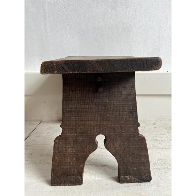 Rustic Oak Stool, 1920s For Sale - Image 13 of 17
