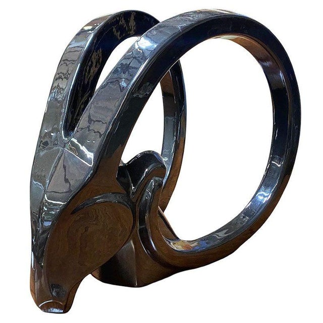 Mid-century sculpture manufactured by Jaru of California, circa 1980s. This unique ram's head art sculpture features a...