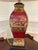 Late 20th Century Hand-Painted Oxblood Red Asian Chinoiserie Ceramic Table Lamp With Shade For Sale - Image 4 of 9