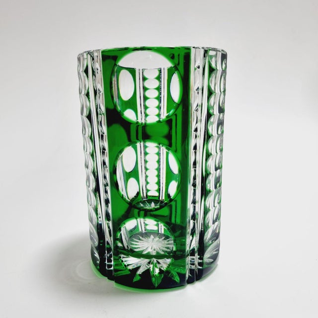 Tinted Emerald Green Lead Crystal Vase, 1970s For Sale - Image 4 of 10