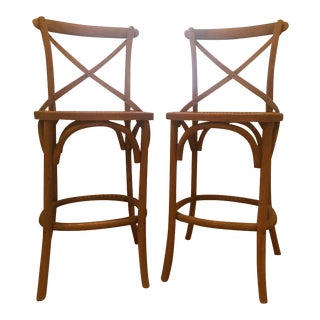 Madeleine Armless Counter Stool Weathered Oak Drifted -- A Pair For Sale
