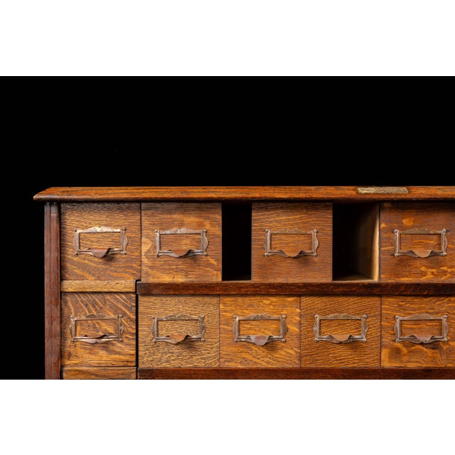 Early 20th Century Tiger Oak Puzzle Box Card Catalog For Sale - Image 11 of 14