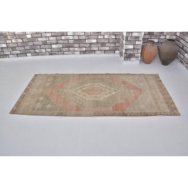 Textile 1960s Pastel Peach Hallway Rug For Sale - Image 7 of 10