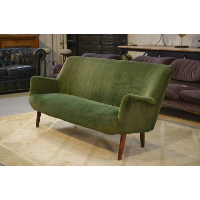 Vintage Green Velvet Sofa, 1960s For Sale - Image 4 of 15