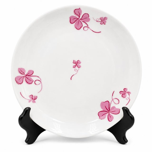 Mid 20th Century Vintage D. Porthault Limoges Pink Tréfles Clover Bowl For Sale - Image 5 of 10