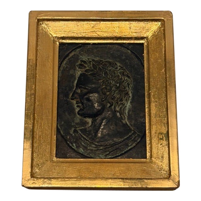 Antique Copper Plaque of Roman Boy in Giltwood Frame For Sale