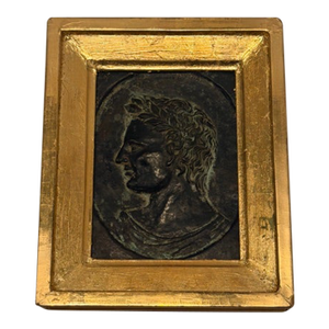Antique Copper Plaque of Roman Boy in Giltwood Frame