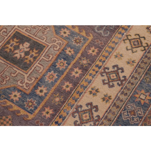 1990s Southwestern Kazak Rustic Light Gray/Light Blue Wool Rug - 3'10''x5'10'' For Sale - Image 5 of 10
