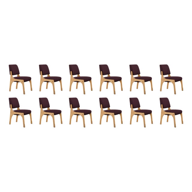 Arches II Dining Chairs in Oak and Bouclé by Insidherland, Set of 12 For Sale