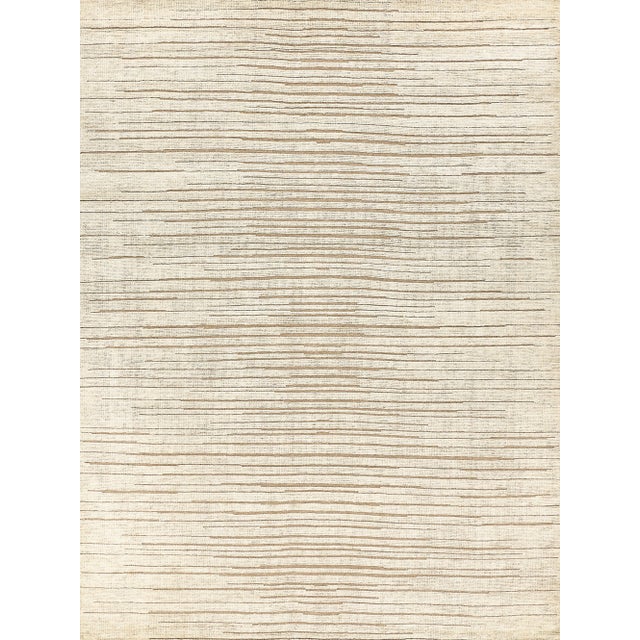 Beige Exquisite Rugs Mixed Texture Hand-Knotted New Zealand Wool & Bamboo Silk Beige Rug-12'X15' For Sale - Image 8 of 8