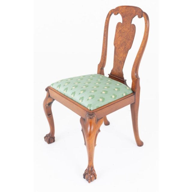 Wood Queen Anne Burr Walnut Dining Chairs, 1890s, Set of 8 For Sale - Image 7 of 10