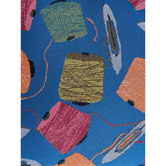 17” wide 15” deep 18” tall It has a new upholstery seat covered with tapestry fabric