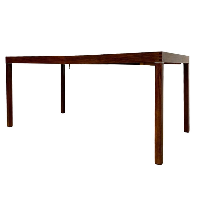 1970s Vintage Mid-Century Modern Extendable Dining Table With Removable Stored Leaf For Sale - Image 5 of 11