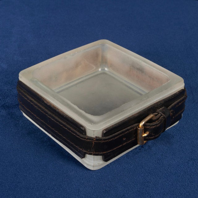 Hand-Stitched Leather Ashtray by Jacques Adnet, France 1950 For Sale - Image 9 of 18