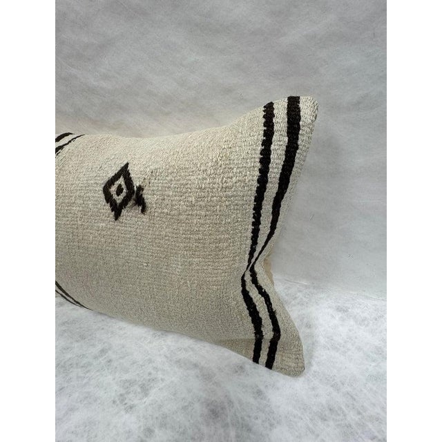 Contemporary Turkish Hemp Pillow Cushion Natural Beige Black Pillow Cushion Cover 16" x 24" For Sale - Image 3 of 4